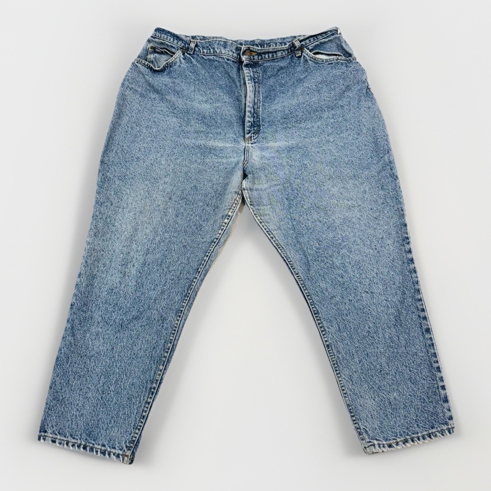 Vtg 80s Lee Riders Women's 26W Jeans 41x27 Acid Light Wash Union Made In USA